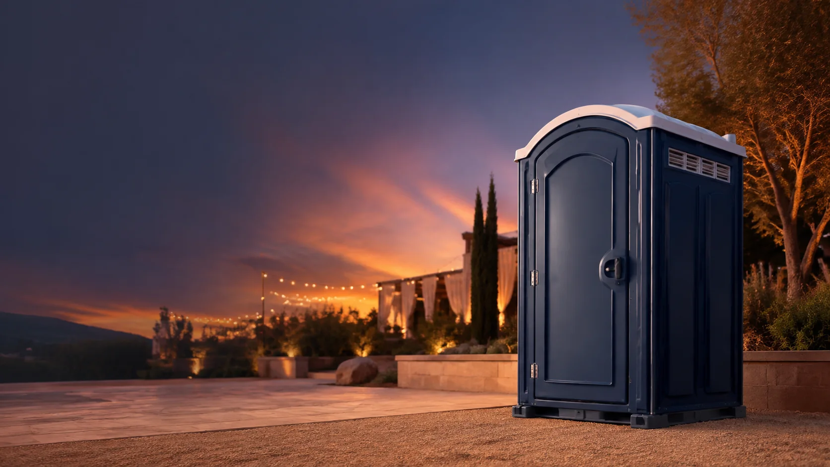 Portable restroom shown for rental planning in Raleigh, NC
